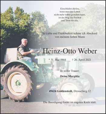 Anzeige von Heinz-Otto Weber von OM-Medien