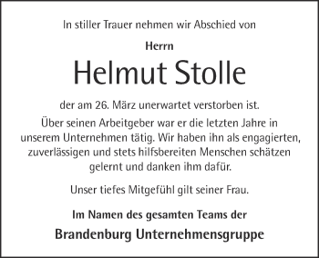 Anzeige von Helmut Stolle von OM-Medien