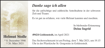 Anzeige von Helmut Stolle von OM-Medien