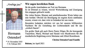 Anzeige von Hermann Ostendorf von OM-Medien