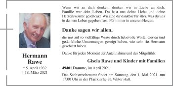 Anzeige von Hermann Rawe von OM-Medien