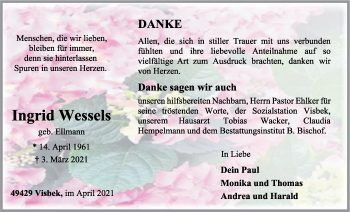 Anzeige von Ingrid Wessels von OM-Medien