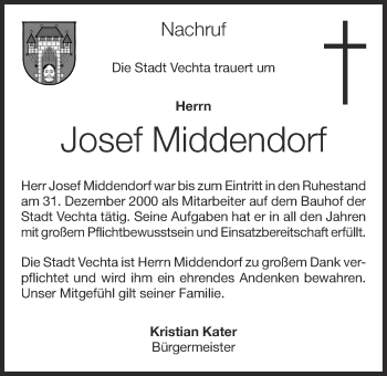 Anzeige von Josef Middendorf von OM-Medien