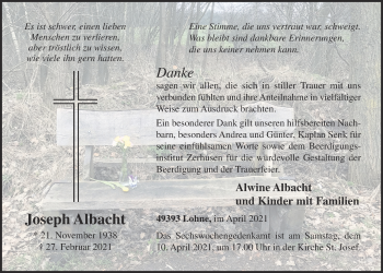 Anzeige von Joseph Albacht von OM-Medien