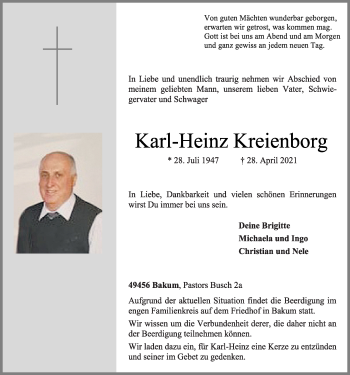 Anzeige von Karl-Heinz Kreienborg von OM-Medien