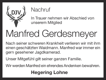 Anzeige von Manfred Gerdesmeyer von OM-Medien