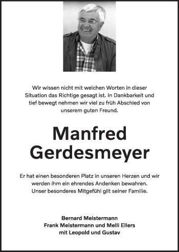 Anzeige von Manfred Gerdesmeyer von OM-Medien