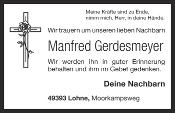 Anzeige von Manfred Gerdesmeyer von OM-Medien
