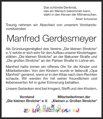 Anzeige von Manfred Gerdesmeyer von OM-Medien