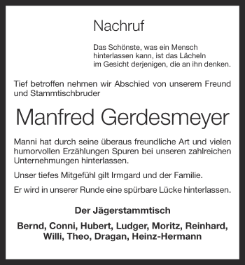 Anzeige von Manfred Gerdesmeyer von OM-Medien