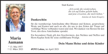 Anzeige von Maria Aumann von OM-Medien