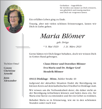 Anzeige von Maria Blömer von OM-Medien