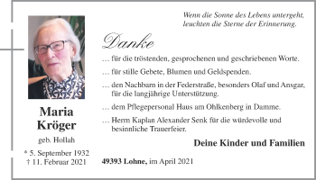 Anzeige von Maria Kröger von OM-Medien