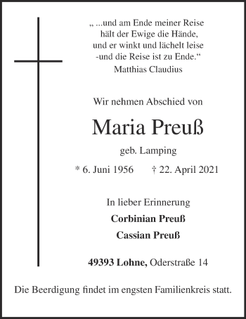 Anzeige von Maria Preuß von OM-Medien