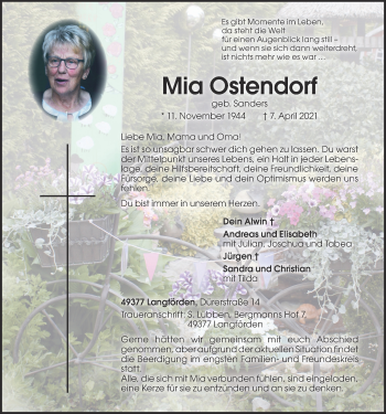 Anzeige von Mia Ostendorf von OM-Medien
