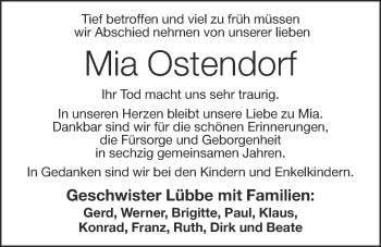 Anzeige von Mia Ostendorf von OM-Medien