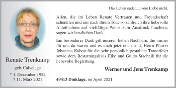 Anzeige von Renate Trenkamp von OM-Medien