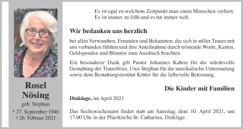 Anzeige von Rosel Nösing von OM-Medien