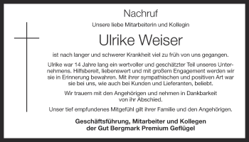 Anzeige von Ulrike Weiser von OM-Medien
