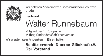 Anzeige von Walter Runnebaum von OM-Medien