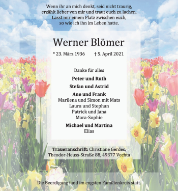 Anzeige von Werner Blömer von OM-Medien