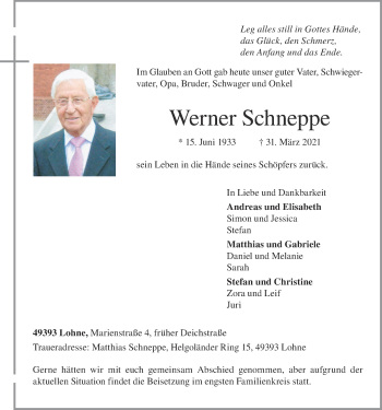 Anzeige von Werner Schneppe von OM-Medien