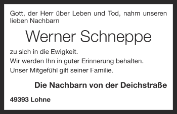 Anzeige von Werner Schneppe von OM-Medien