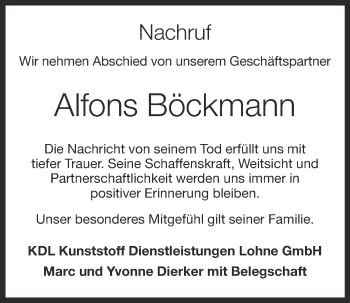 Anzeige von Alfons Böckmann von OM-Medien