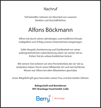 Anzeige von Alfons Böckmann von OM-Medien