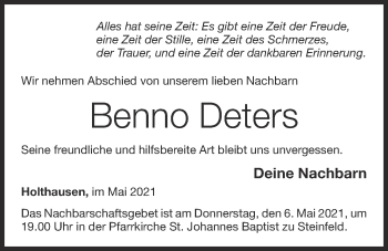 Anzeige von Benno Deters von OM-Medien