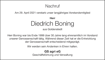 Anzeige von Diedrich Boning von OM-Medien