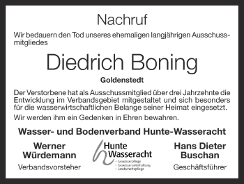 Anzeige von Diedrich Boning von OM-Medien