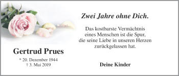 Anzeige von Gertrud Prues von OM-Medien