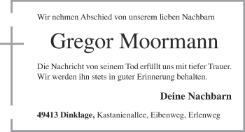 Anzeige von Gregor Moormann von OM-Medien