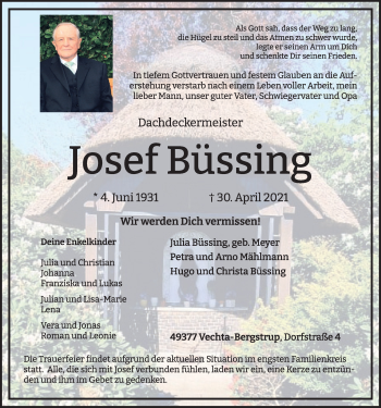 Anzeige von Josef Büssing von OM-Medien