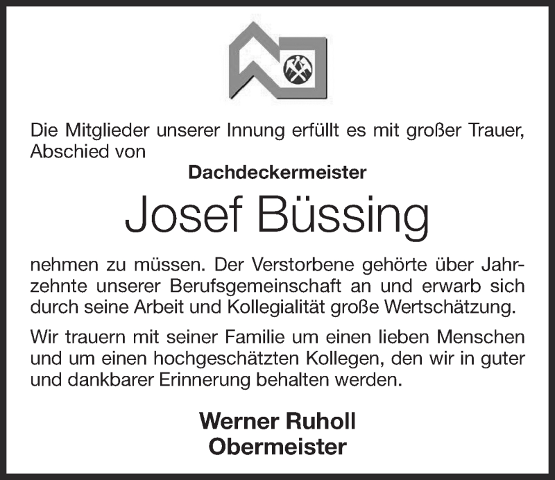  Traueranzeige für Josef Büssing vom 06.05.2021 aus OM-Medien