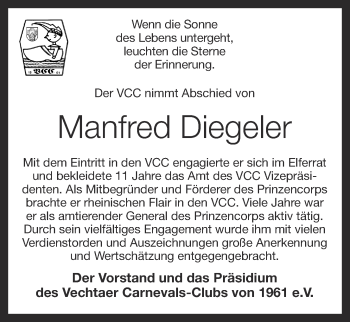 Anzeige von Manfred Diegeler von OM-Medien