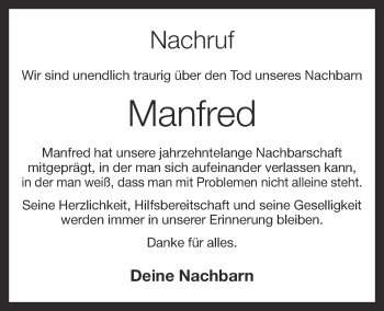 Anzeige von Manfred Diegeler von OM-Medien