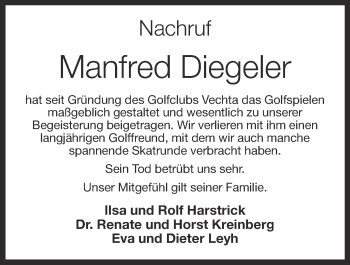 Anzeige von Manfred Diegeler von OM-Medien