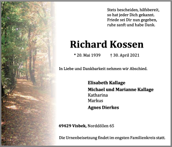 Anzeige von Richard Kossen von OM-Medien