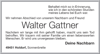 Anzeige von Walter Gattner von OM-Medien