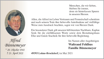 Anzeige von Alfred Bünnemeyer von OM-Medien