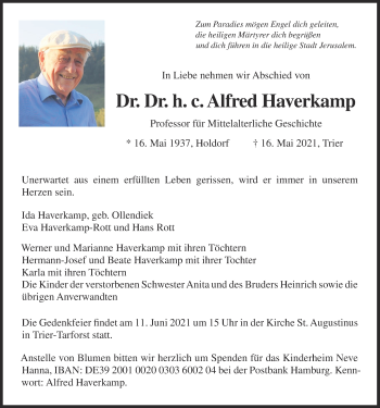 Anzeige von Alfred Haverkamp von OM-Medien