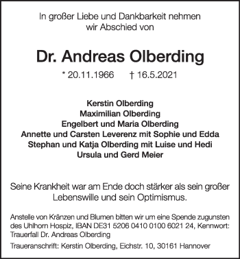 Anzeige von Andreas Olberding von OM-Medien
