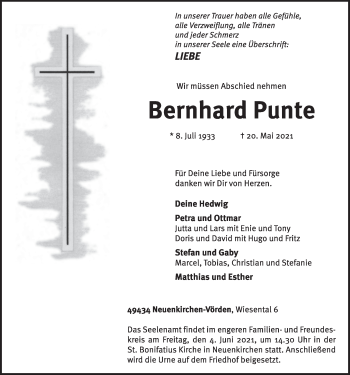 Anzeige von Bernhard Punte von OM-Medien