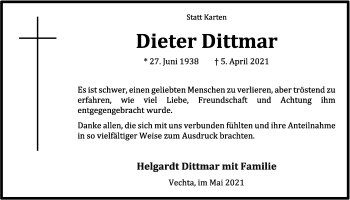 Anzeige von Dieter Dittmar von OM-Medien