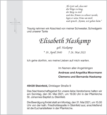 Anzeige von Elisabeth Haskamp von OM-Medien