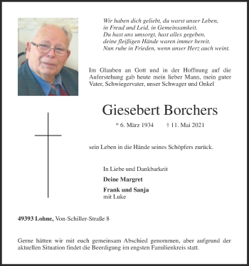 Anzeige von Giesebert Borchers von OM-Medien