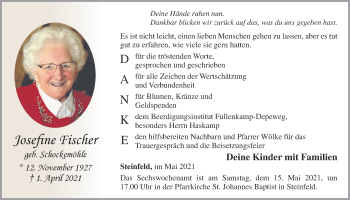 Anzeige von Josefi ne Fischer von OM-Medien
