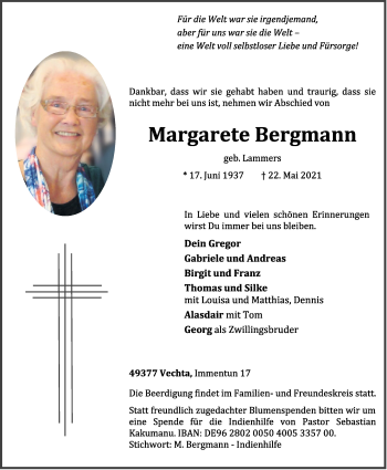 Anzeige von Margarete Bergmann von OM-Medien